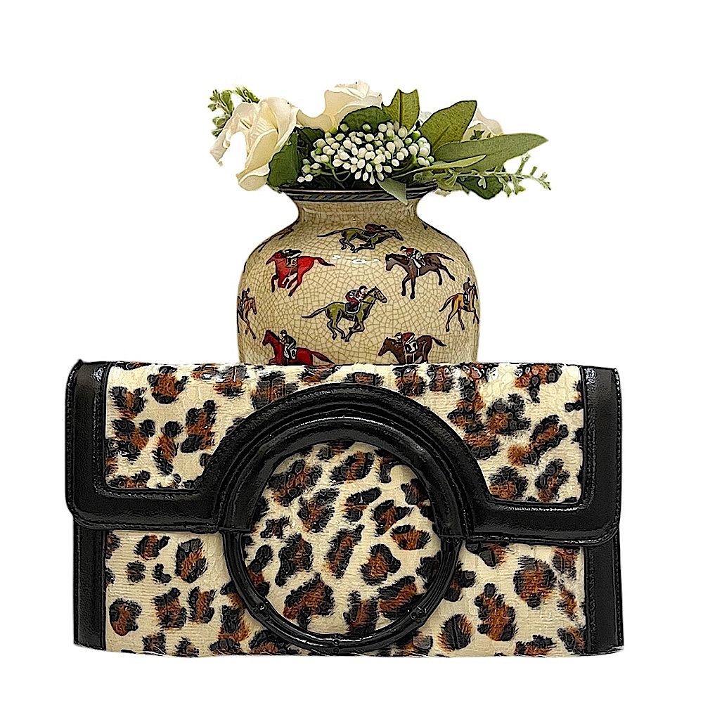 JOAN RIVERS - BLACK BROWN TAN CLASSICS COLLECTION CLUTCH - Picture 11 of 11